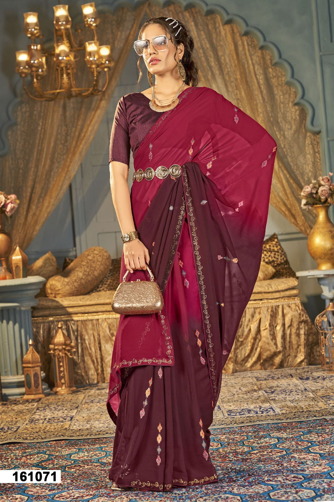Risha By Vallabhi Georgette Diamond Printed Saree Wholesale Shop In Surat